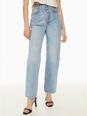 Denim Forum High-Rise Straight Jeans in Light Blue Wash